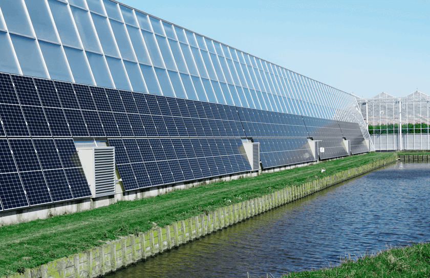 Tuinder met een wand vol zonnepanelen