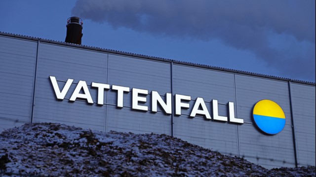 Logo op de gevel van het hoofdkantoor van Vattenfall